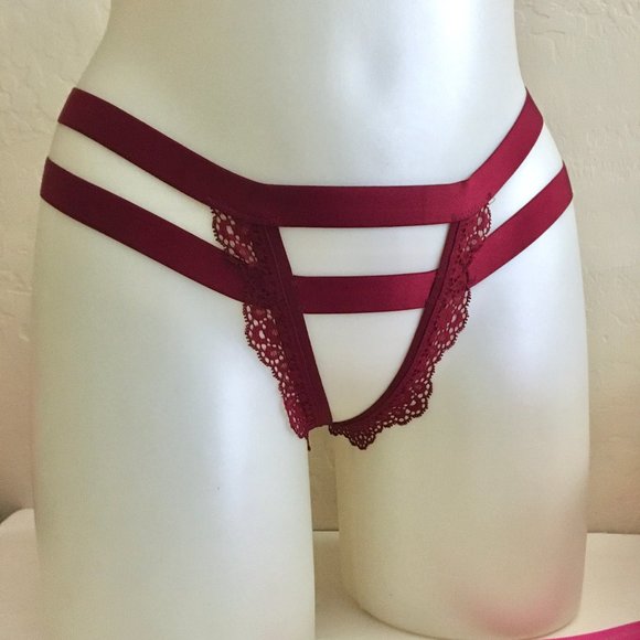 Victoria Secret LUXE BANDED Panty CROTCHLESS RED - Picture 4 of 8